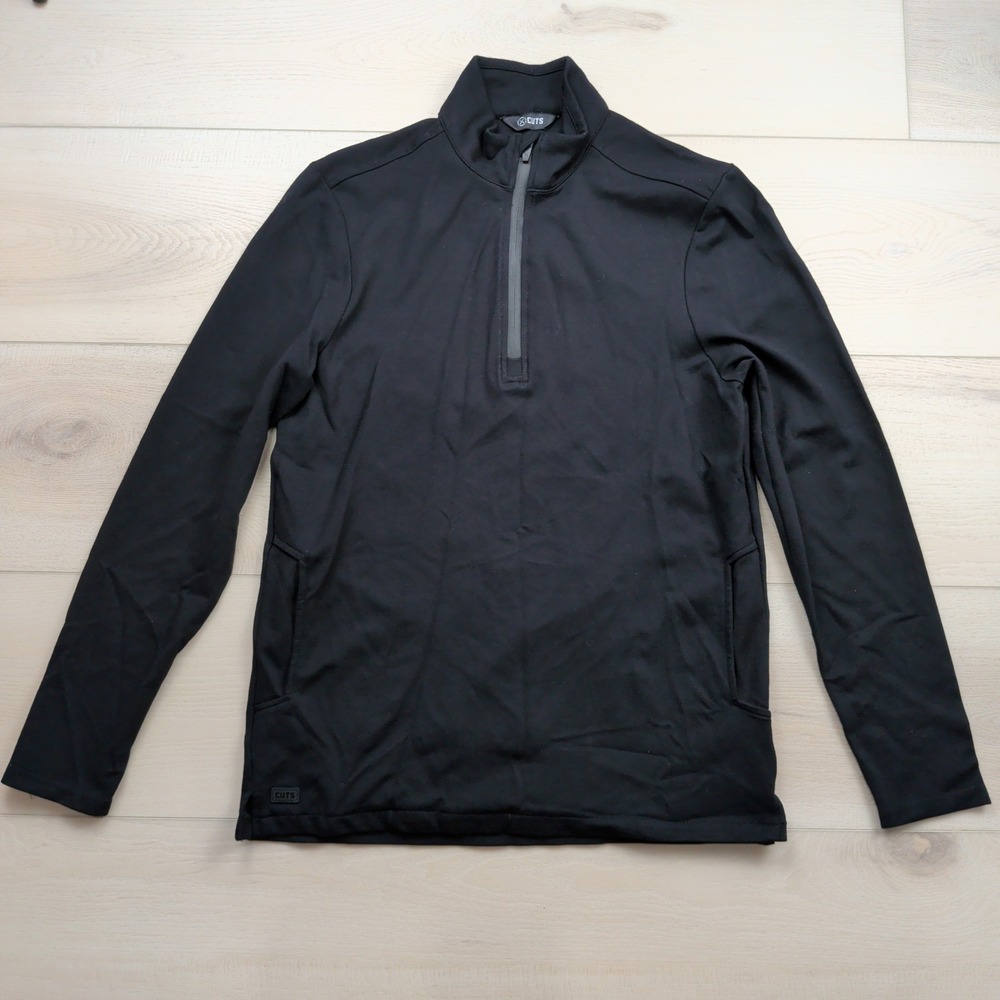 Cuts Clothing Mens Black Quarter Zip Pullover Sweatshirt MF10341N Size M